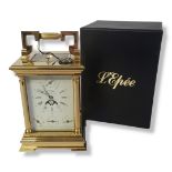 L'EPEE, A FRENCH GILT BRASS MOONPHASE REPEATER CARRIAGE CLOCK Having a single carry handle, four
