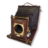 W. WATSON & SONS 5 x 7 WOODEN LARGE FORMAT CAMERA. Black bellows with square corners no lens, no