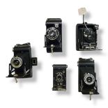 10 x assorted small cameras inc Kodak brownies and Zeiss Ikon.