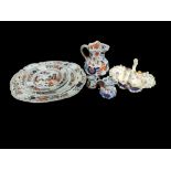 TWO EARLY 19TH CENTURY MASON’S IRONSTONE CHINA MEAT PLATTERS AND PLATE, CIRCA 1830 Polychrome