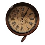 A GEORGE V PERIOD MAHOGANY CASED WALL CLOCK Bearing Royal cypher, with fusee movement, complete with