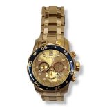 INVICTA, PRO DIVER, A GOLD PLATE ON STAINLESS STEEL GENT’S CHRONOGRAPH WRISTWATCH Having a gold tone