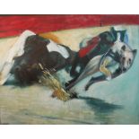 A LARGE 20TH CENTURY OIL ON CANVAS Racing greyhounds, unsigned. (153cm x 122cm) Condition: good