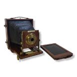 J LANCASTER & SONS, BIRMINGHAM. Half plate large format wooden plate camera c.1903 BB Instantograph,