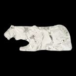 BACCARAT, A VINTAGE GLASS RECUMBENT PANTHER PAPERWEIGHT Bearing engraved oval monogram. (approx
