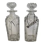 A PAIR OF FINE VICTORIAN CUT CRYSTAL GLASS SPIRIT/BRANDY DECANTERS AND STOPPERS One having