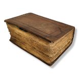 AN 18TH CENTURY BROWN LEATHER BOUND BIBLIA HEBRAICA MANVALIA, CIRCA 1735 Old Testament from book