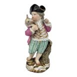 MEISSEN, A 19TH CENTURY PORCELAIN MODEL, LITTLE BOY HOLDING A LAMB A Meissen hard paste porcelain