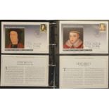 TWO ALBUMS OF KINGS AND QUEENS OF BRITAIN COMMEMORATIVE STAMP COVER COLLECTION IN TWO VOLS (