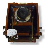 J. LANCASTER & SONS EXTRA SPECIAL PATENT 1895 QUARTER PLATE WOODEN CAMERA. Koilos shutter &