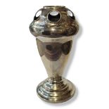 AN EARLY 20TH CENTURY SILVER BULBOUS VASE With six pierced apertures and stepped base, hallmarked