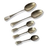 A COLLECTION OF VICTORIAN PLAIN SILVER SPOONS Comprising two table spoons,hallmarked London 1891 and