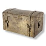 A VICTORIAN SILVER NOVELTY TRAVEL TRUNK Heavy gauge, having a domed top and two carry handles,