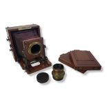 LANCASTER THE INSTANTOGRAPH Large format woden camera. Quarter plate with Lancaster Rectigraph