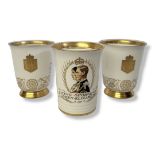 MINTONS, A COLLECTION OF THREE PORCELAIN ROYAL COMMEMORATIVE BEAKERS Comprising a Limited Edition