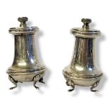 A PAIR OF EARLY 20TH CENTURY ITALIAN PEPPER CYLINDRICAL GRINDERS Marked to base 'Machina Temperara