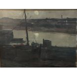 FREDERIC DE SMET, 1876 - 1948, BELGIAN, OIL ON BOARD Boats in a harbour, signed lower right, bearing