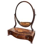 AN 18TH CENTURY GEORGE III MAHOGANY AND INLAID SERPENTINE FRONT DRESSING TABLE MIRROR The shell