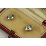 A PAIR OF 18CT YELLOW AND WHITE GOLD, DIAMOND AND MOTHER OF PEARL DRESS STUDS, RETAILED IN A