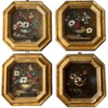 A SET OF FOUR LATE 19TH/EARLY 20TH CENTURY CONTINENTAL OIL ON CANVAS, STILL LIFE, FLOWERS Held in