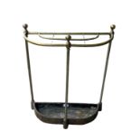 A GOOD QUALITY 19TH CENTURY VICTORIAN DEMILUNE BRASS AND IRON UMBRELLA STAND With engraved