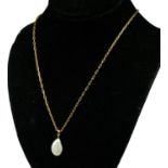 AN 18CT GOLD AND PEARL PENDANT, TOGETHER WITH AN 18CT YELLOW GOLD CHAIN. (length 59.5cm, 16.2g)