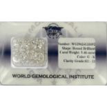 CERTIFICATED PARCEL OF 5.46CT LOOSE ROUND BRILIANT CUT DIAMONDS, security sealed. Original WGI Cert.