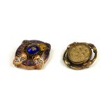A VICTORIAN YELLOW METAL SWIVEL MOURNING BROOCH, TOGETHER WITH ANOTHER VICTORIAN YELLOW METAL AND