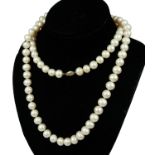 TWO PEARL NECKLACES, ONE WITH 18CT GOLD CLASP.