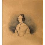 ED BENNER, 19TH CENTURY CONTINENTAL WATERCOLOUR PORTRAIT MINIATURE OF A YOUNG LADY Signed, dated