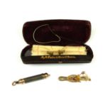 PERCY EDWARDS & CO., A VICTORIAN 9CT GOLD AND SILVER PROPELLING PENCIL An Edwardian 9ct gold, garnet