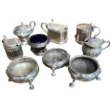 A COLLECTION OF NINE 18TH CENTURY AND LATER SILVER SALTS Hallmarked Samuel Meriton II, London, 1769,