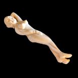 A CHINESE BONE CARVING, A RECLINING NUDE FEMALE. (13cm) Condition: good
