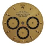 ROLEX, DAYTONA, A GOLD TONE COSMOGRAPH WATCH DIAL Having three subsidiary dials and 18ct gold