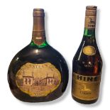 HINE, A VINTAGE BOTTLE OF COGNAC Gold tone label marked â€˜De Luxeâ€™, together with a bottle of