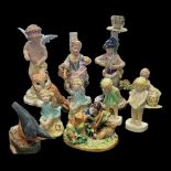 A GROUP OF TEN 19TH CENTURY AND LATER FIGURES To include German, a pair of Royal Worcester