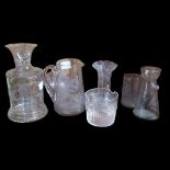 A MIXED COLLECTION OF LATE VICTORIAN AND EDWARDIAN GLASSWARE To include a large wine goblet,