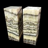 A PAIR OF ONYX TABLE LAMPS Each (h 40.5m x w 15m x d 15cm)