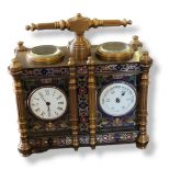AN ORNAMENTAL 19TH CENTURY STYLE FRENCH CLOISONNÃ‰ ENAMEL CHAMPLEVE GILT METAL TWO SECTION