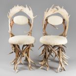SCHIRATO (ITALY), A PAIR OF ANTLER HORN HALL CHAIRS, MODERN Each (h 100cm x w 50cm x d 50cm), seat