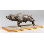 A RARE MID 20TH CENTURY CAPE BUFFALO SCULPTURE, RETAILED BY ROWLAND WARD Signed by wildlife artist