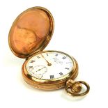 AN EARLY 20TH CENTURY GOLD PLATED FULL HUNTER GENTâ€™S POCKET WATCH Having a white tone dial with