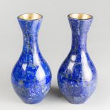 A PAIR OF LAPIS LAZULI VASES (h 20cm x w 9cm x d 9cm)