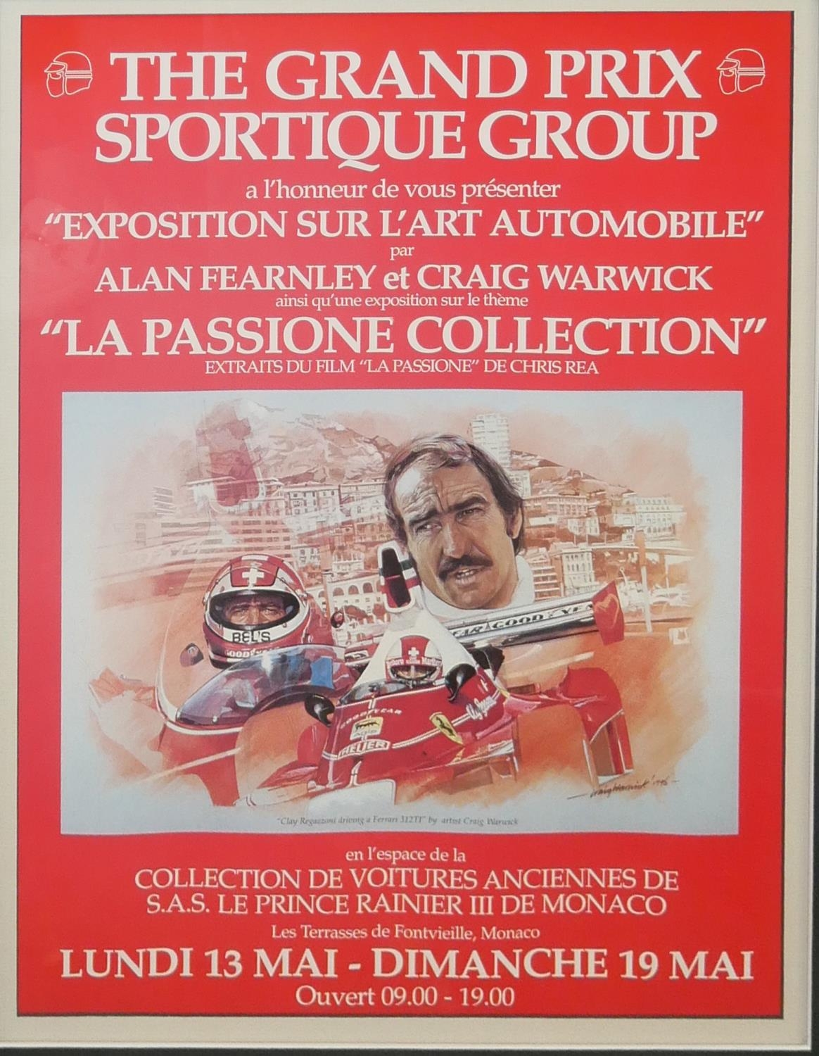CRAIG WARWICK, 1948 - 2015, MONACO, 1996 FRAMED POSTER Clay Regazzoni driving the Scuderia Ferrari