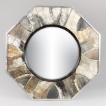 ANTHONY REDMILE, LONDON, A RARE CONVEX OCTAGONAL WALL MIRROR, CIRCA 1970. With a polished