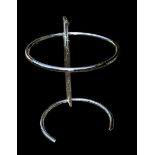 AN EILEEN GREY STYLE CHROME AND GLASS ADJUSTABLE OCCASIONAL TABLE (51cm x 55cm) Condition: good