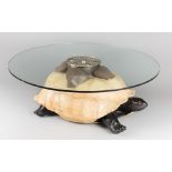 ANTHONY REDMILE, LONDON, A RARE 1970S COFFEE TABLE IN THE FORM OF A GIANT TORTOISE. The base of