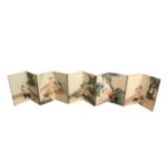 AN ORIENTAL EROTIC BOOKLET FOLDING SCREEN. (length 95cm)