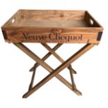 A CHAMPAGNE BUTLER’S TRAY ON STAND. (h 79cm x 44.5cm x w 65cm)