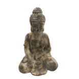 A LARGE DECORATIVE SEATED BUDDHA. (h 51cm x w 35cm x depth 15.5cm)